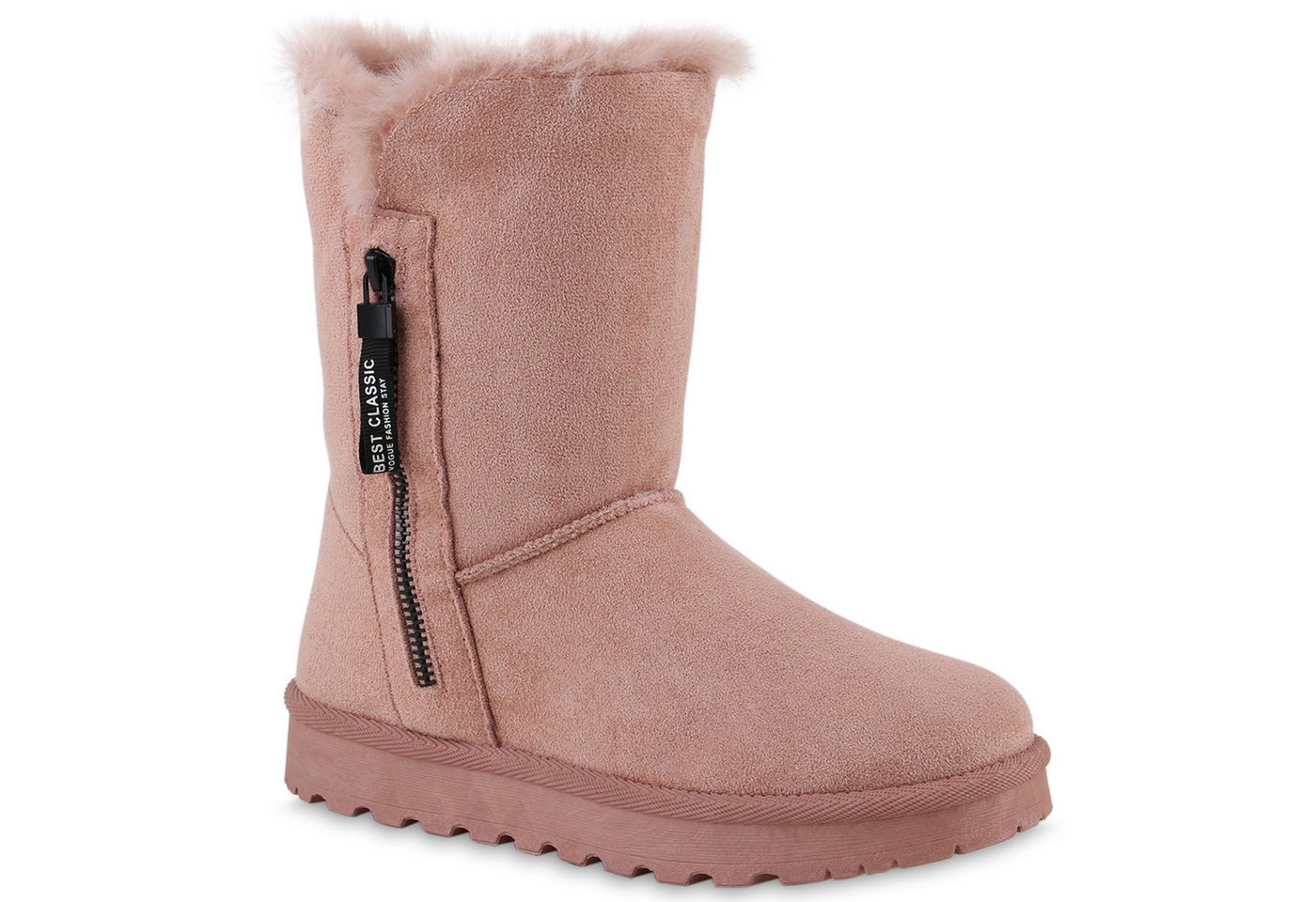 VAN HILL 839666 Winterstiefelette Damen Warm Gefütterte Winter Boots Stiefeletten Kunstfell