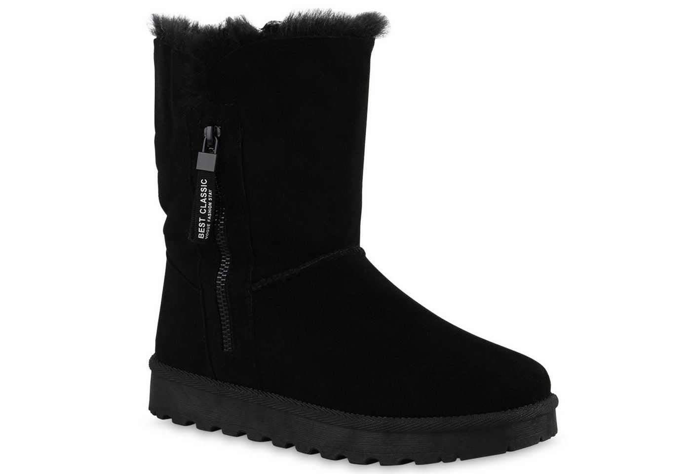 VAN HILL 839666 Winterstiefelette Damen Warm Gefütterte Winter Boots Stiefeletten Kunstfell