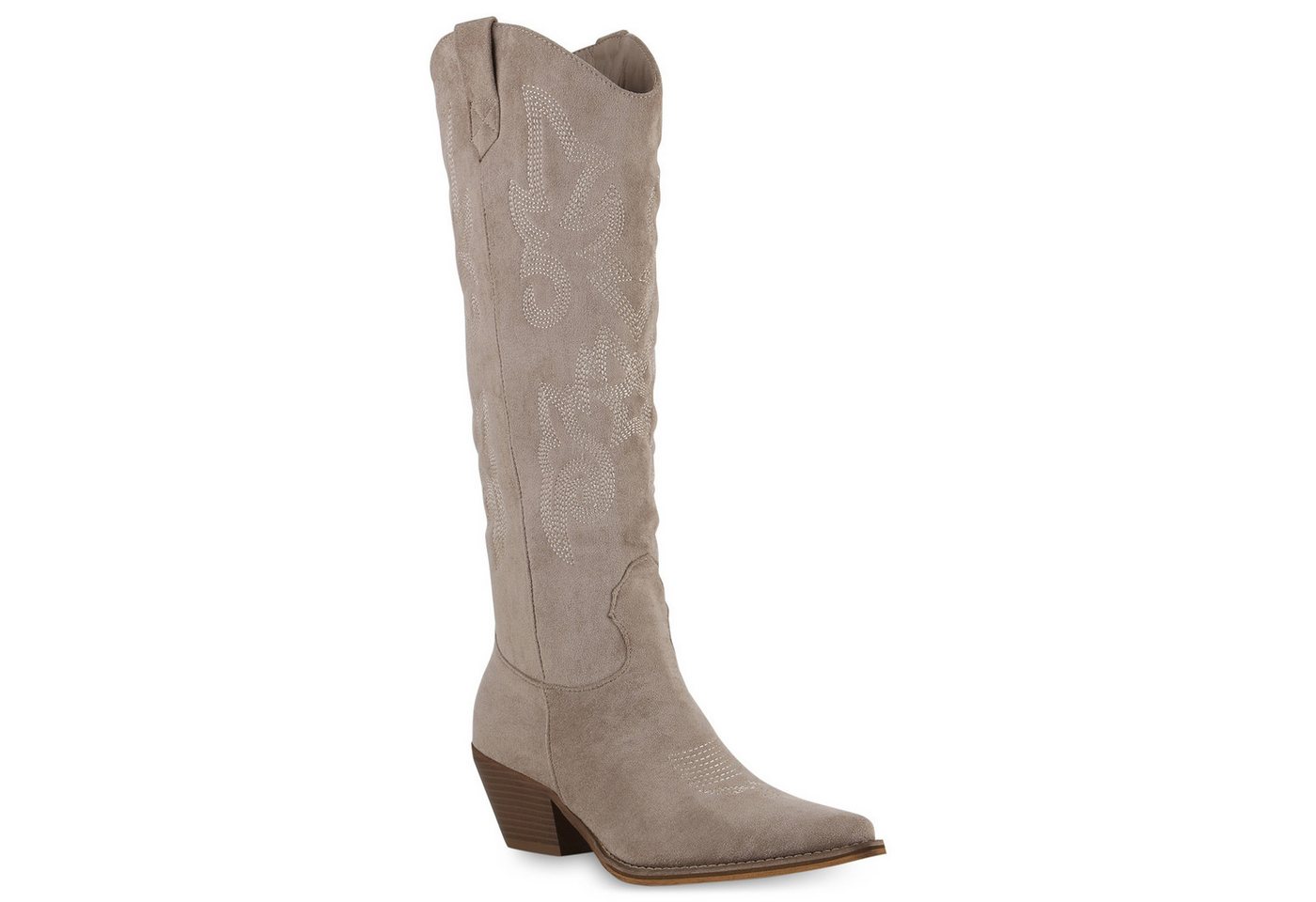 VAN HILL 839869 Cowboystiefel Damen Leicht Gefütterte Cowboystiefel Stiefel Stickereien (Schlamm)