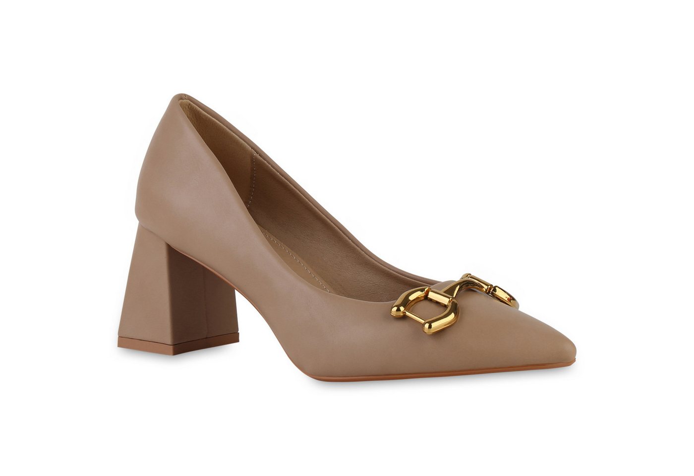 VAN HILL 839877 Pumps Damen Klassische Pumps Blockabsatz Spitze Ketten