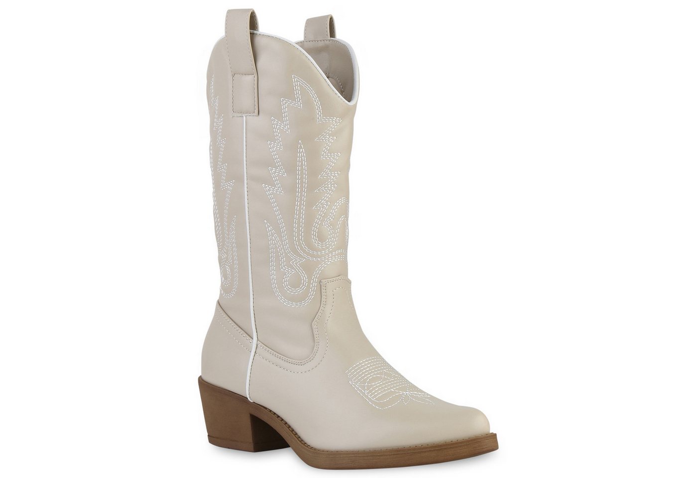 VAN HILL 839883 Cowboystiefel Damen Stiefel Cowboystiefel Stickereien Boots Spitze