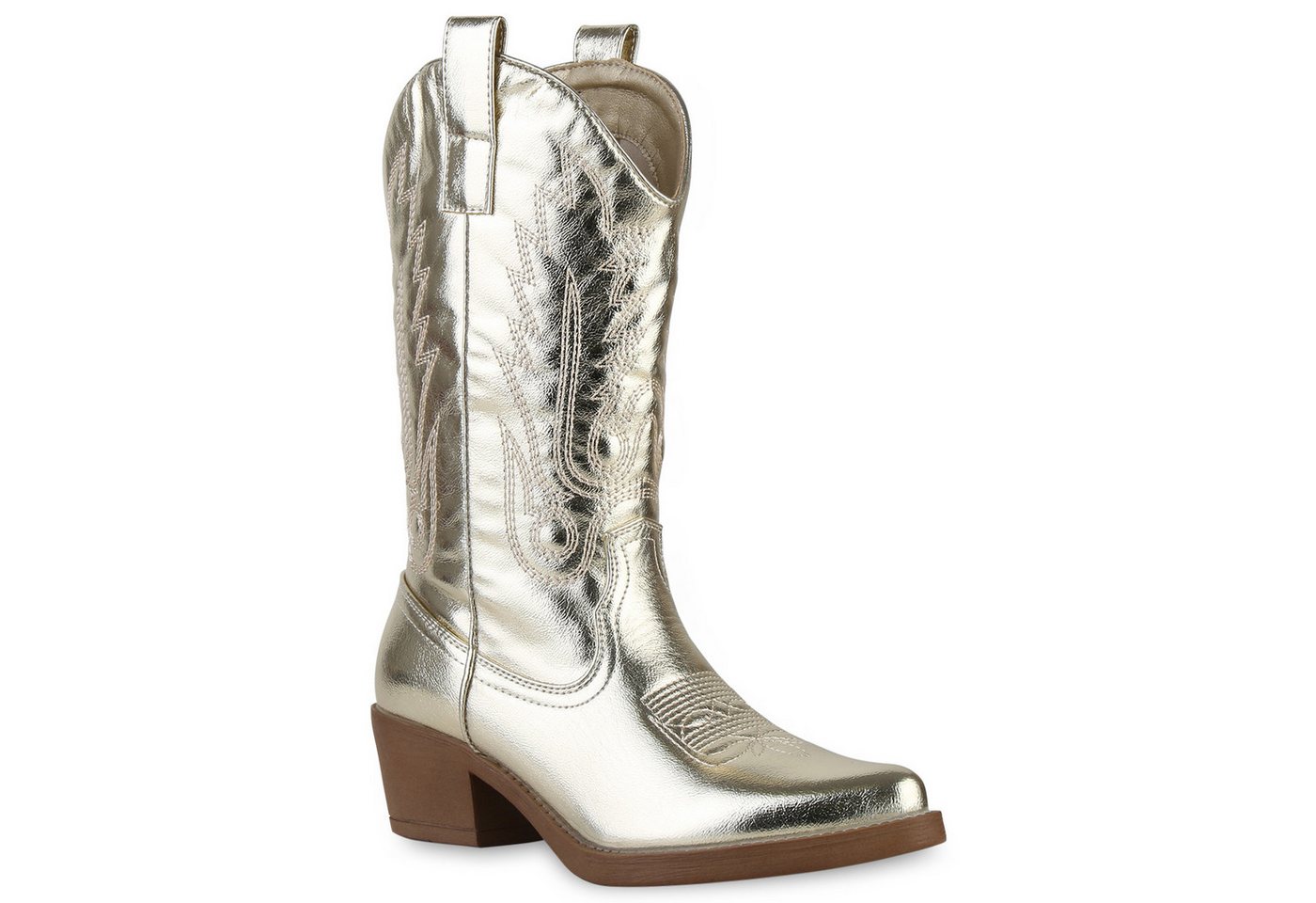 VAN HILL 839883 Cowboystiefel Damen Stiefel Cowboystiefel Stickereien Boots Spitze