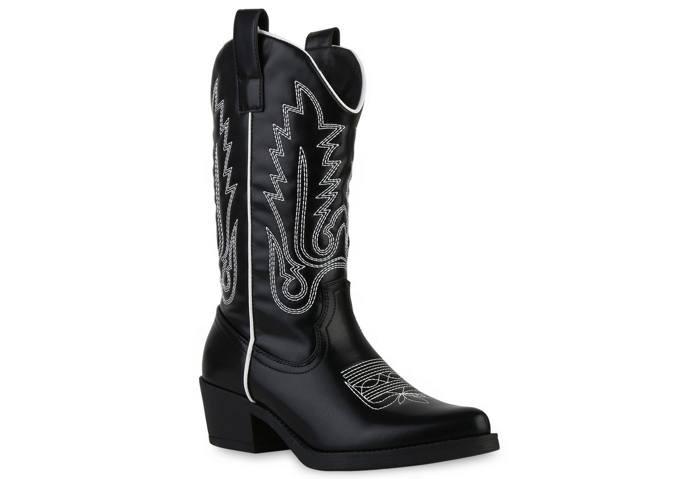 VAN HILL 839883 Cowboystiefel Damen Stiefel Cowboystiefel Stickereien Boots Spitze