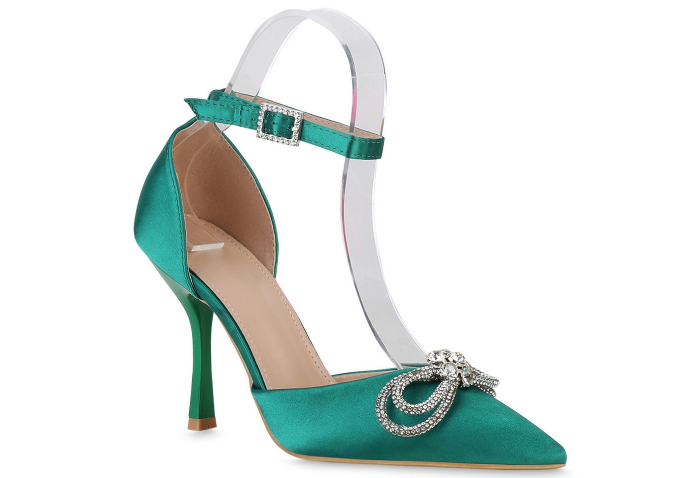 VAN HILL 839899 Pumps Damen Spitze Pumps Stiletto Party Strass Schleifen