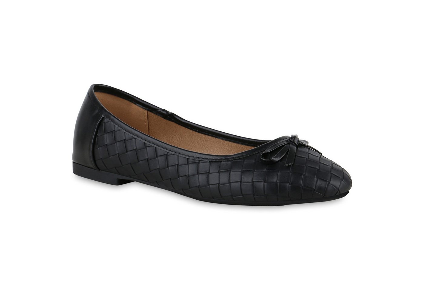VAN HILL 839990 Ballerina Damen Klassische Ballerinas Schleifen Leder-Optik