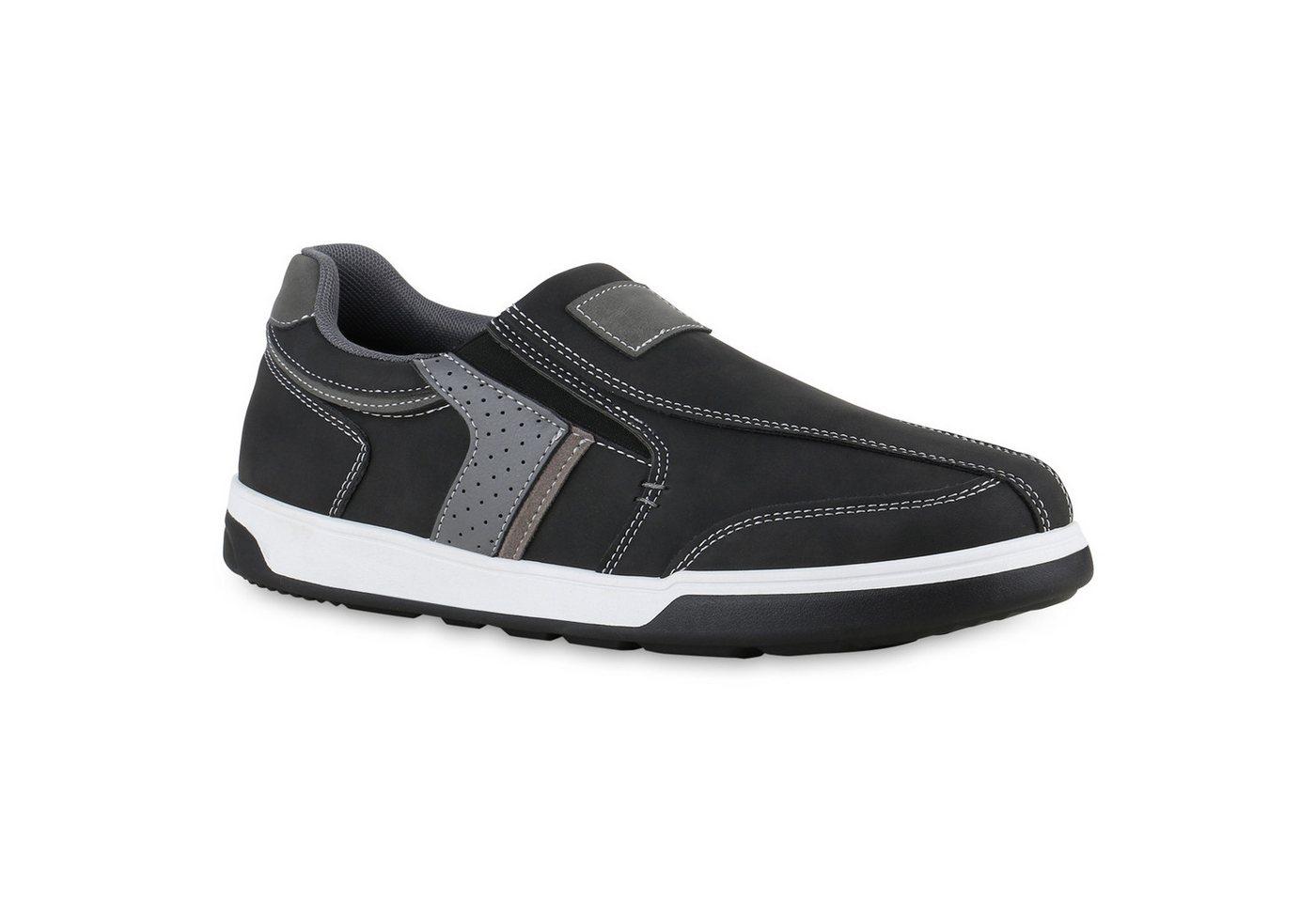 VAN HILL 840002 Slip-On Sneaker Herren Sneaker Slip Ons Slippers Bequeme Profil-Sohle (bunt/grau/schwarz)