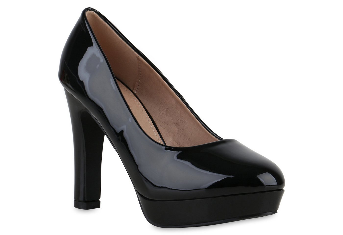 VAN HILL 840023 Pumps Damen Klassische Pumps Stiletto Plateau Vorne Lack