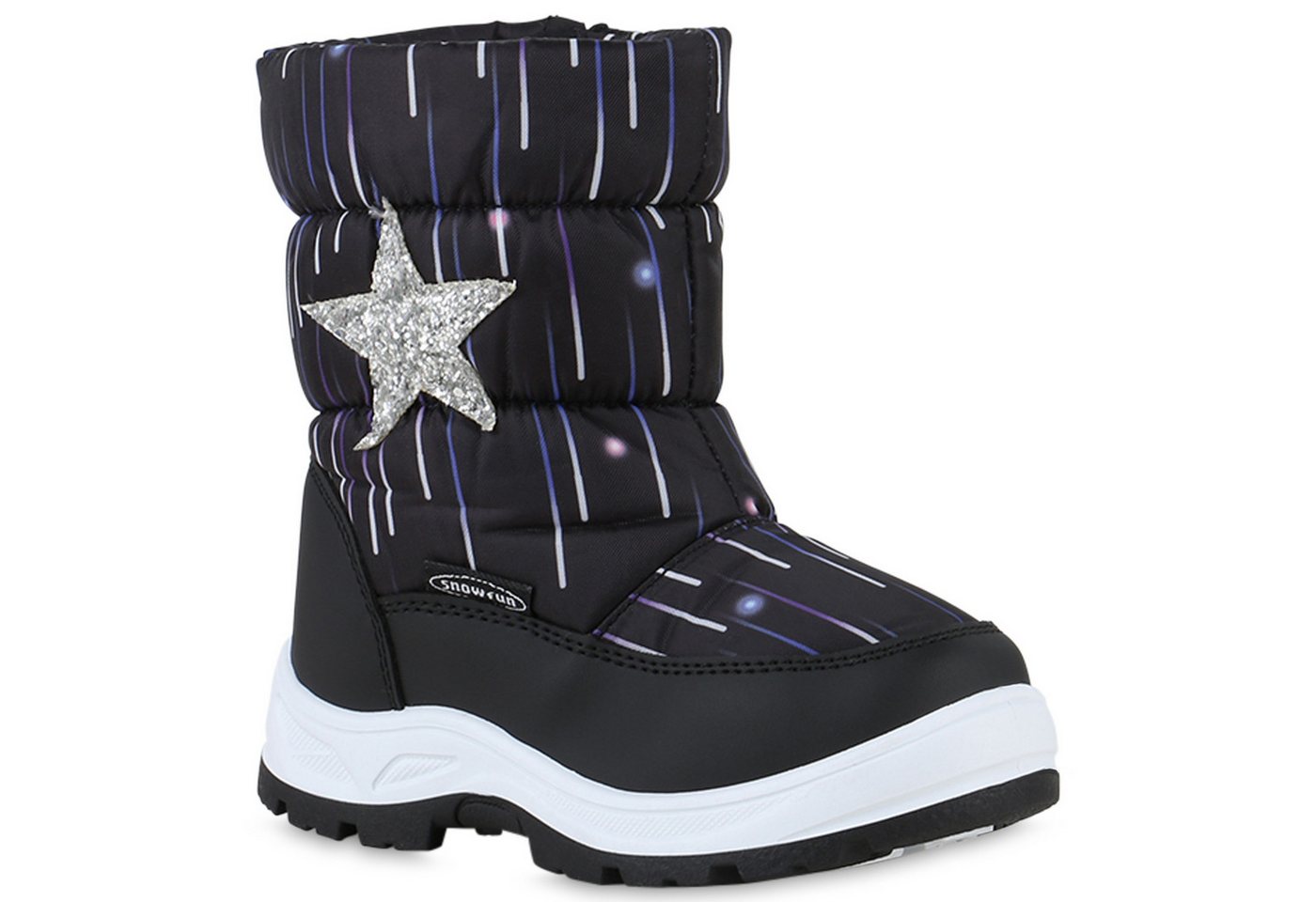 VAN HILL 840077 Winterboots Kinder Warm Gefütterte Winter Boots Gesteppte Glitzer