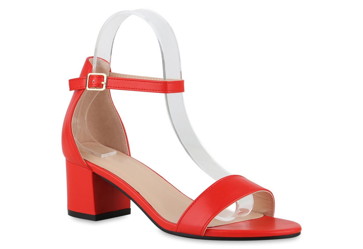 VAN HILL 840130 Sandalette Damen Klassische Sandaletten Blockabsatz Leder-Optik