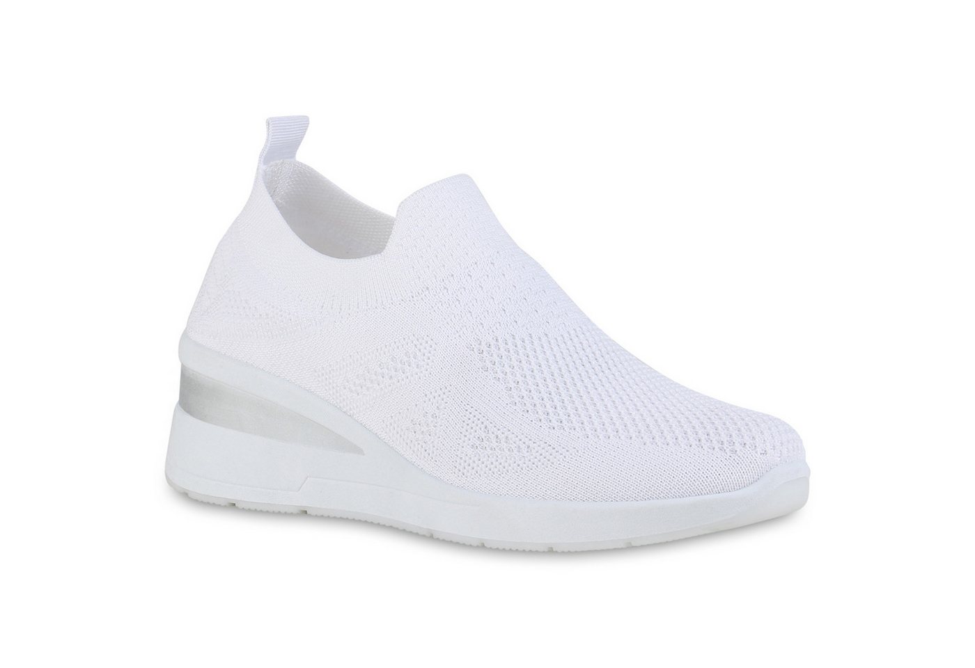 VAN HILL 840165 Wedgesneaker Damen Sneaker Wedges Keilabsatz Strick Profil-Sohle Stoff-