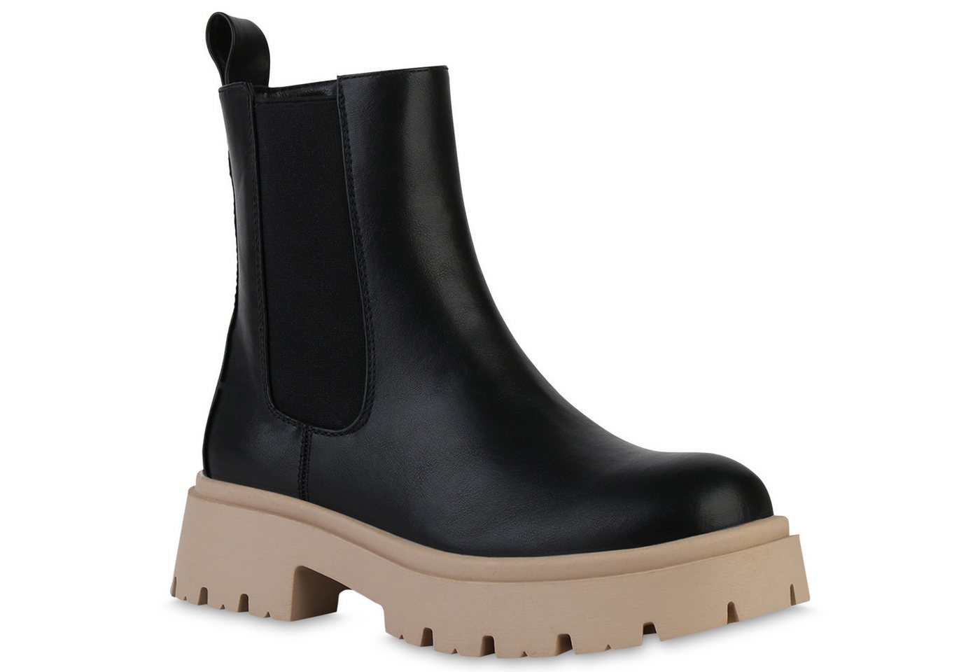 VAN HILL 840280 Plateaustiefelette Damen Plateau Boots Stiefeletten Profil-Sohle