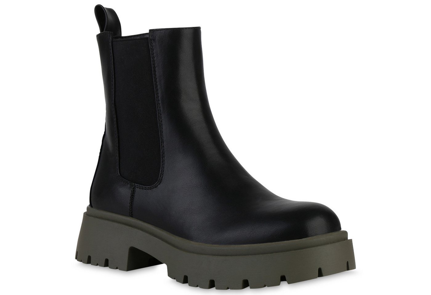 VAN HILL 840280 Plateaustiefelette Damen Plateau Boots Stiefeletten Profil-Sohle