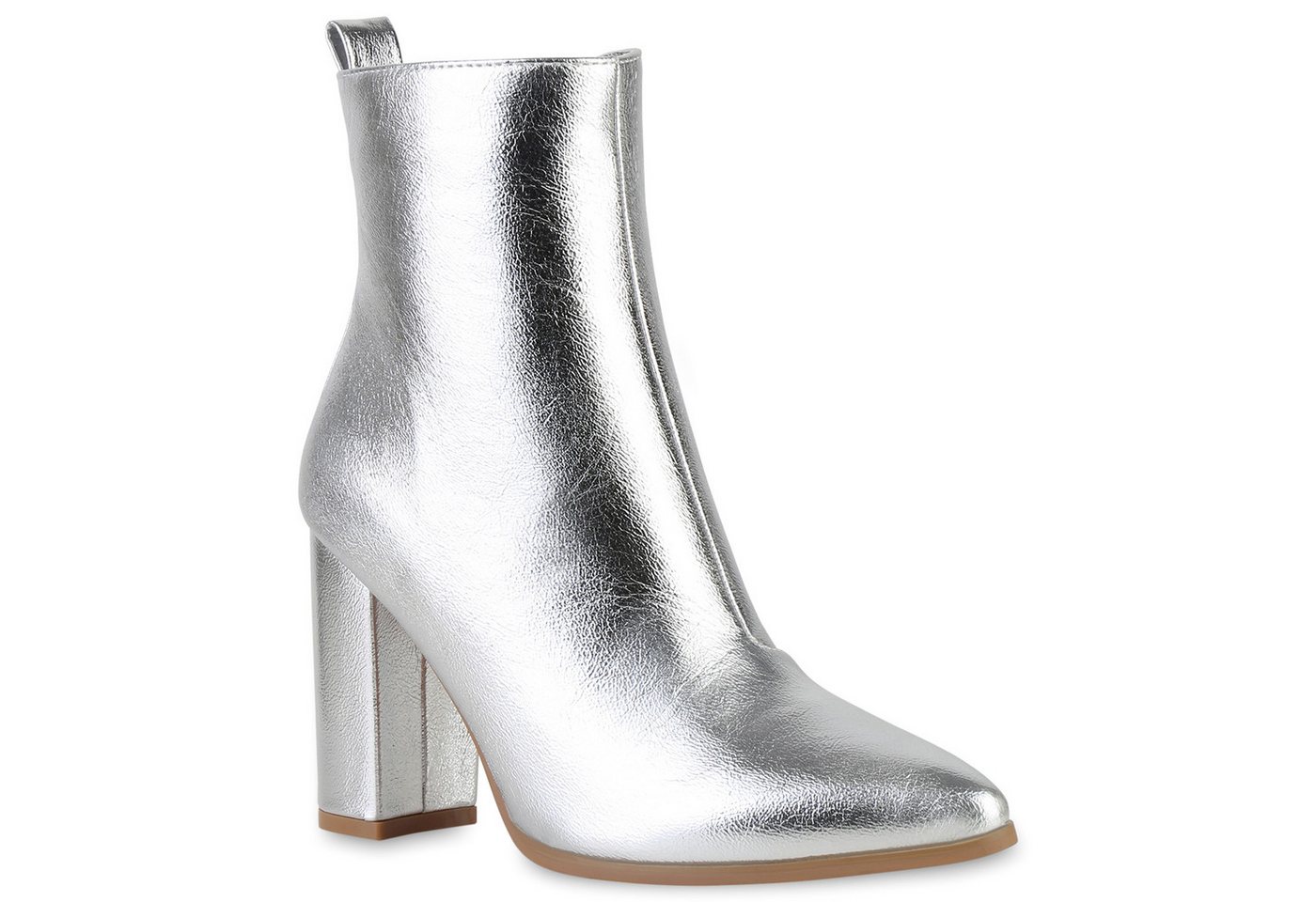 VAN HILL 21328037 SL 6010-89 Damen Stiefeletten Silver PU 37 Stiefelette Damen Klassische Stiefeletten Blockabsatz Prints Absatz-