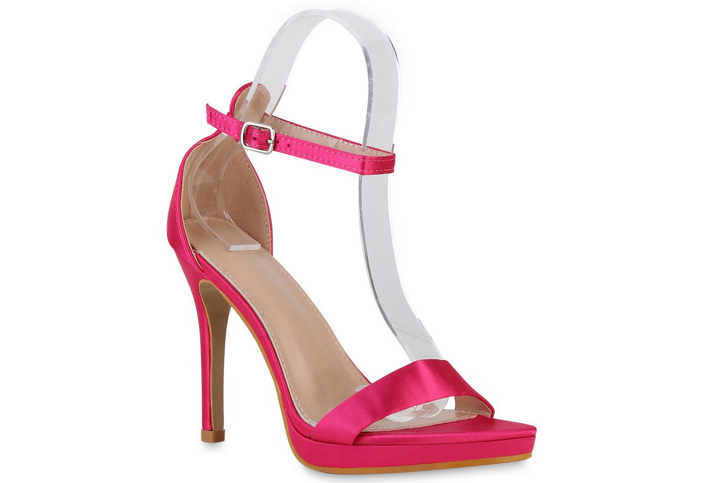 VAN HILL 840414 High-Heel-Sandalette Damen High Heels Sandaletten Stiletto Elegante Satin-Optik