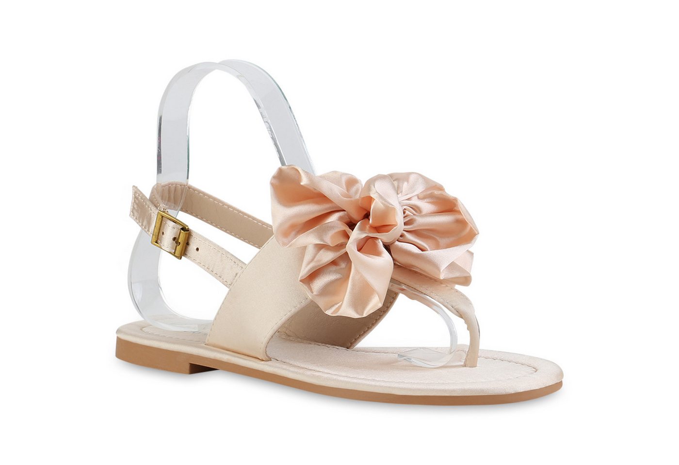 VAN HILL 840450 Zehentrenner Damen Zehentrenner Sandalen Satinoptik Schleifen