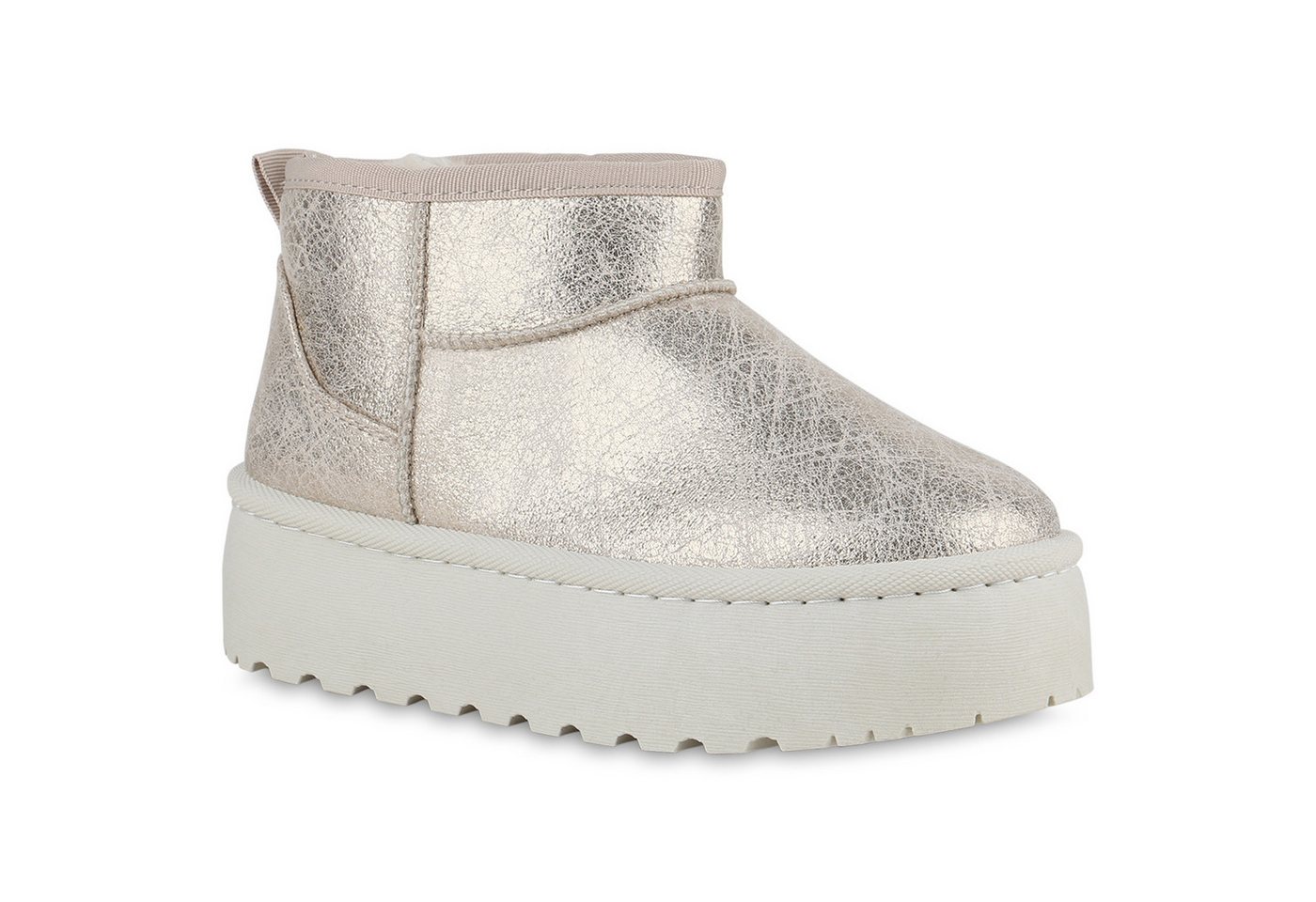 VAN HILL 840485 Plateaustiefelette Damen Warm Gefütterte Plateau Boots Stiefeletten