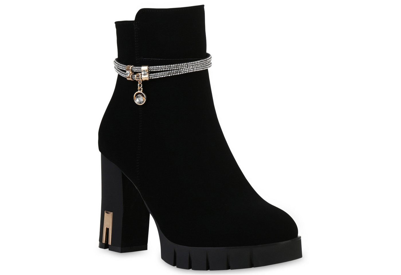 VAN HILL 840506 Stiefelette Damen Leicht Gefütterte Klassische Stiefeletten Strass