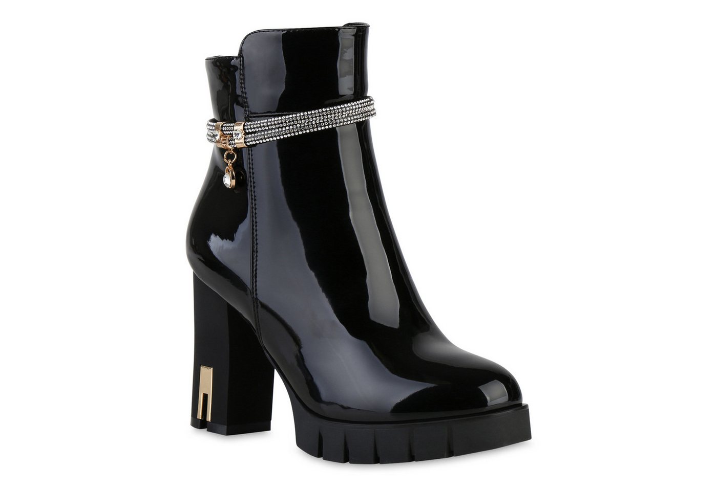 VAN HILL 840506 Stiefelette Damen Leicht Gefütterte Klassische Stiefeletten Strass