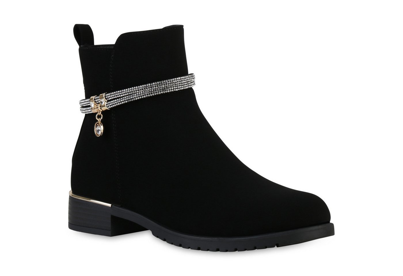 VAN HILL 840507 Stiefelette Damen Leicht Gefütterte Klassische Stiefeletten Zierperlen