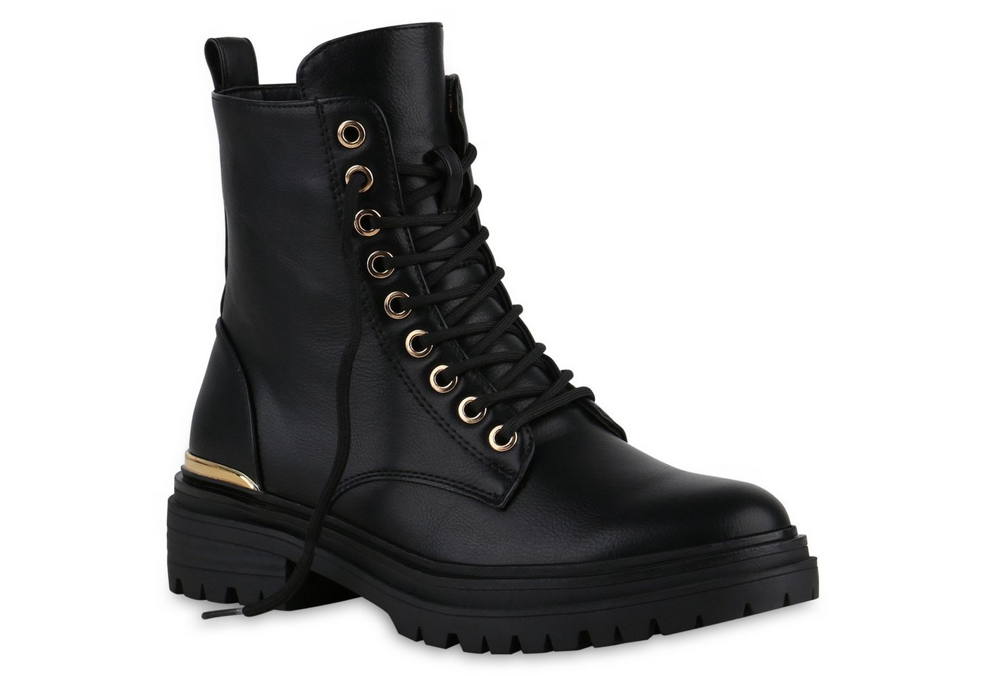 VAN HILL 840526 Schnürstiefelette Damen Schnürstiefeletten Stiefeletten Profil-Sohle Schnür-