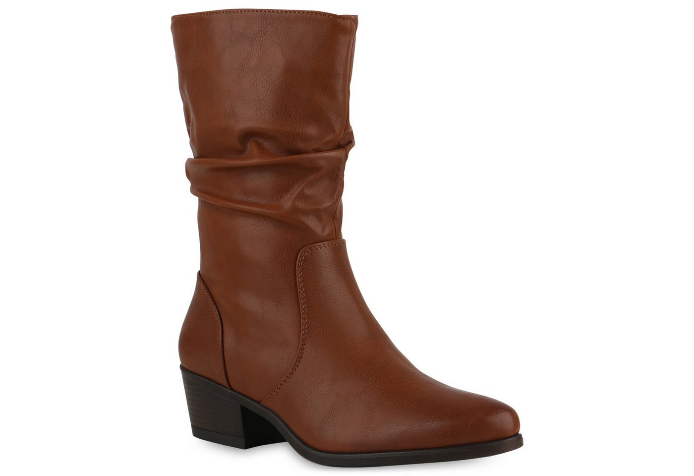 VAN HILL 840533 Stiefel Damen Klassische Stiefel Holzoptikabsatz Spitze Boots