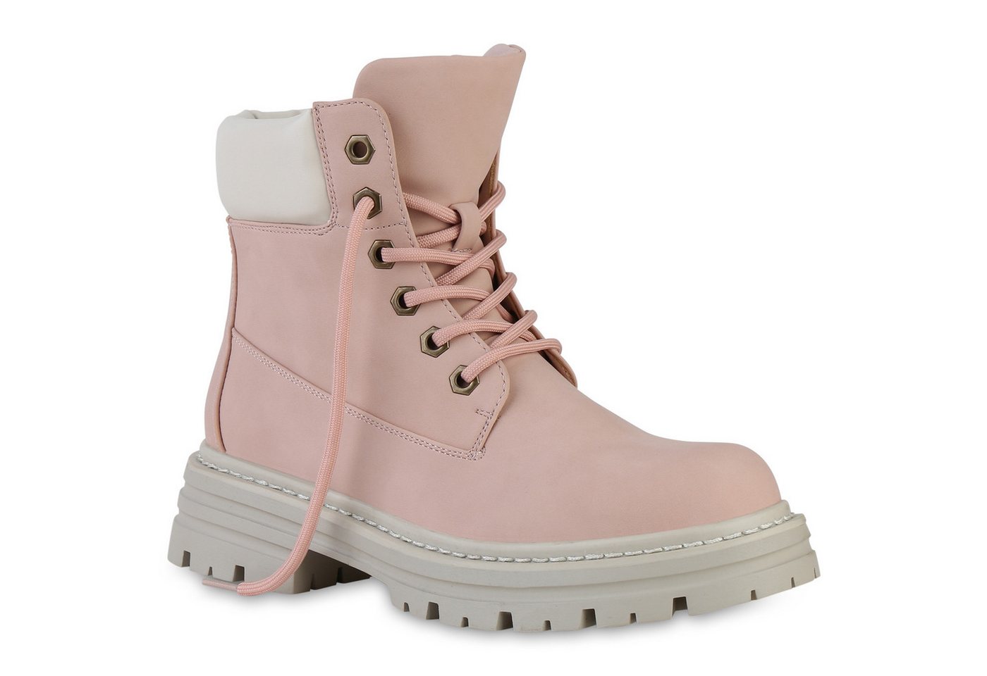 VAN HILL 840542 Stiefelette Damen Worker Boots Plateau Vorne Bequeme Outdoor Plateau-