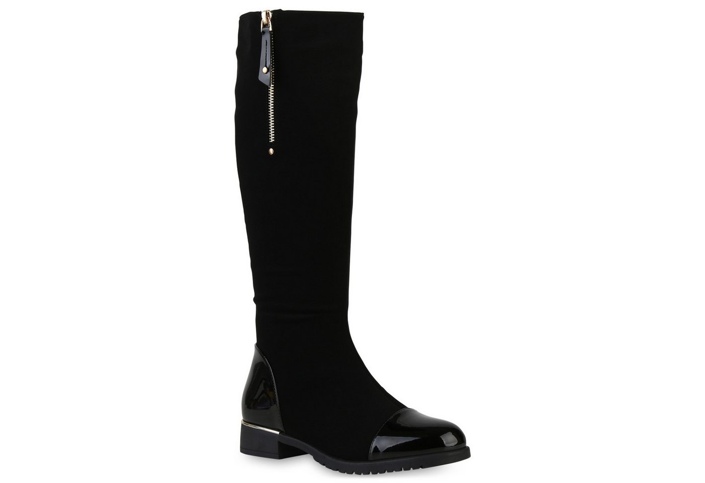 VAN HILL 840545 Stiefel Damen Leicht Gefütterte Klassische Stiefel Profil-Sohle (schwarz)