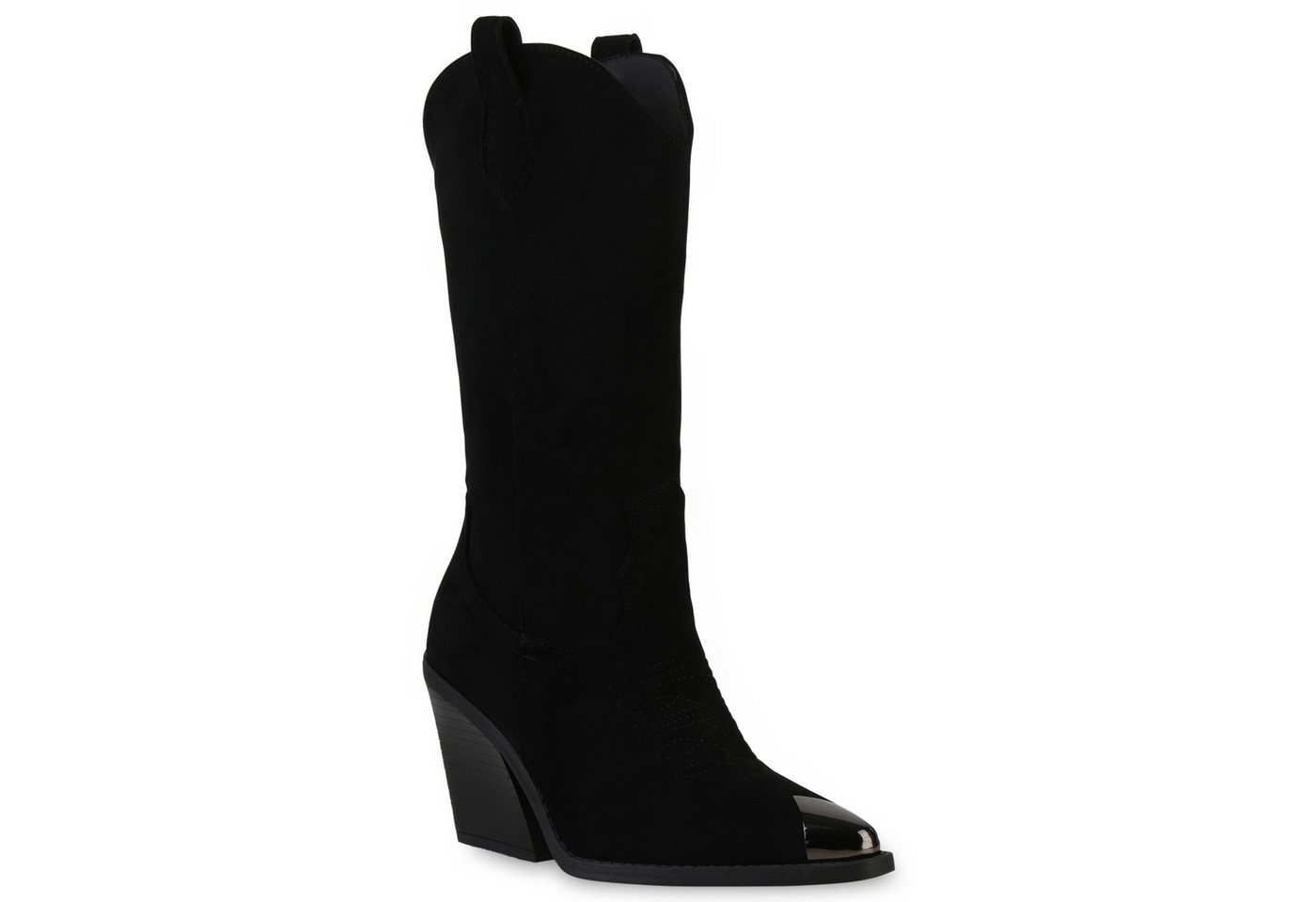 VAN HILL 840584 Cowboystiefel Damen Cowboystiefel Trichterabsatz Spitze Stickereien