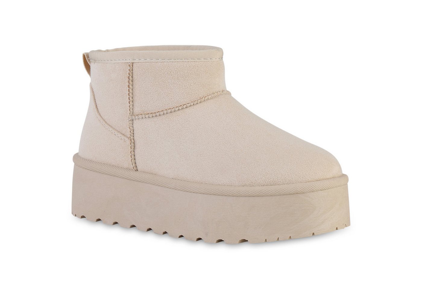 VAN HILL 840596 Plateaustiefelette Damen Warm Gefütterte Plateau Boots Profil-Sohle Plateau-