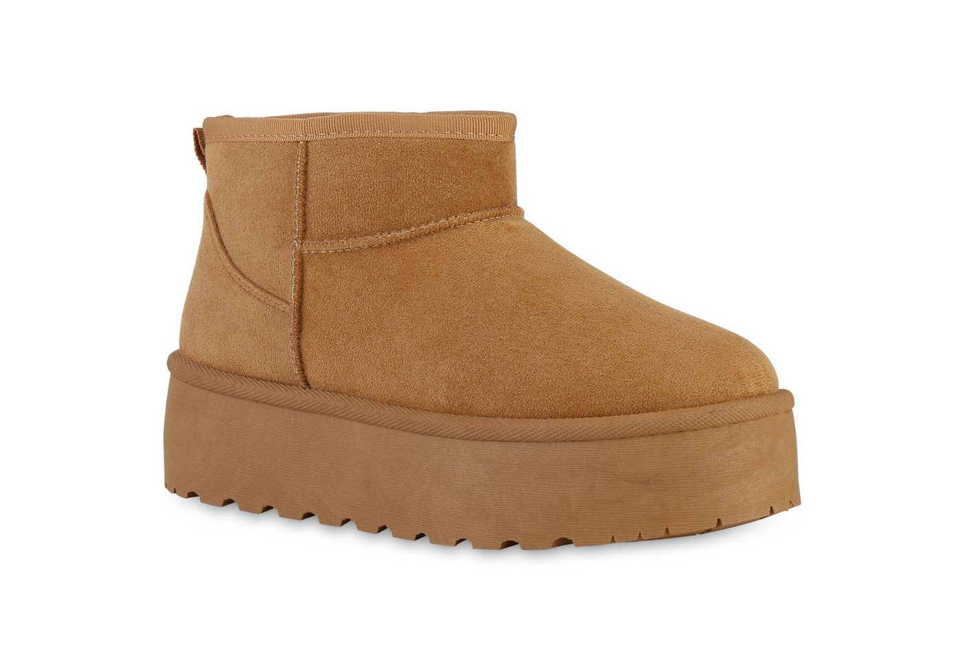 VAN HILL 840596 Plateaustiefelette Damen Warm Gefütterte Plateau Boots Profil-Sohle Plateau-