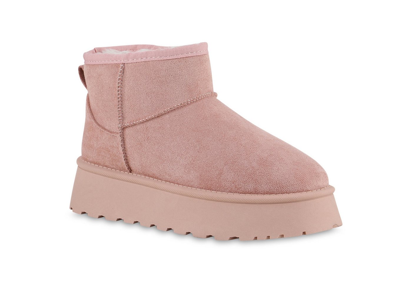 VAN HILL 840596 Plateaustiefelette Damen Warm Gefütterte Plateau Boots Profil-Sohle Plateau-