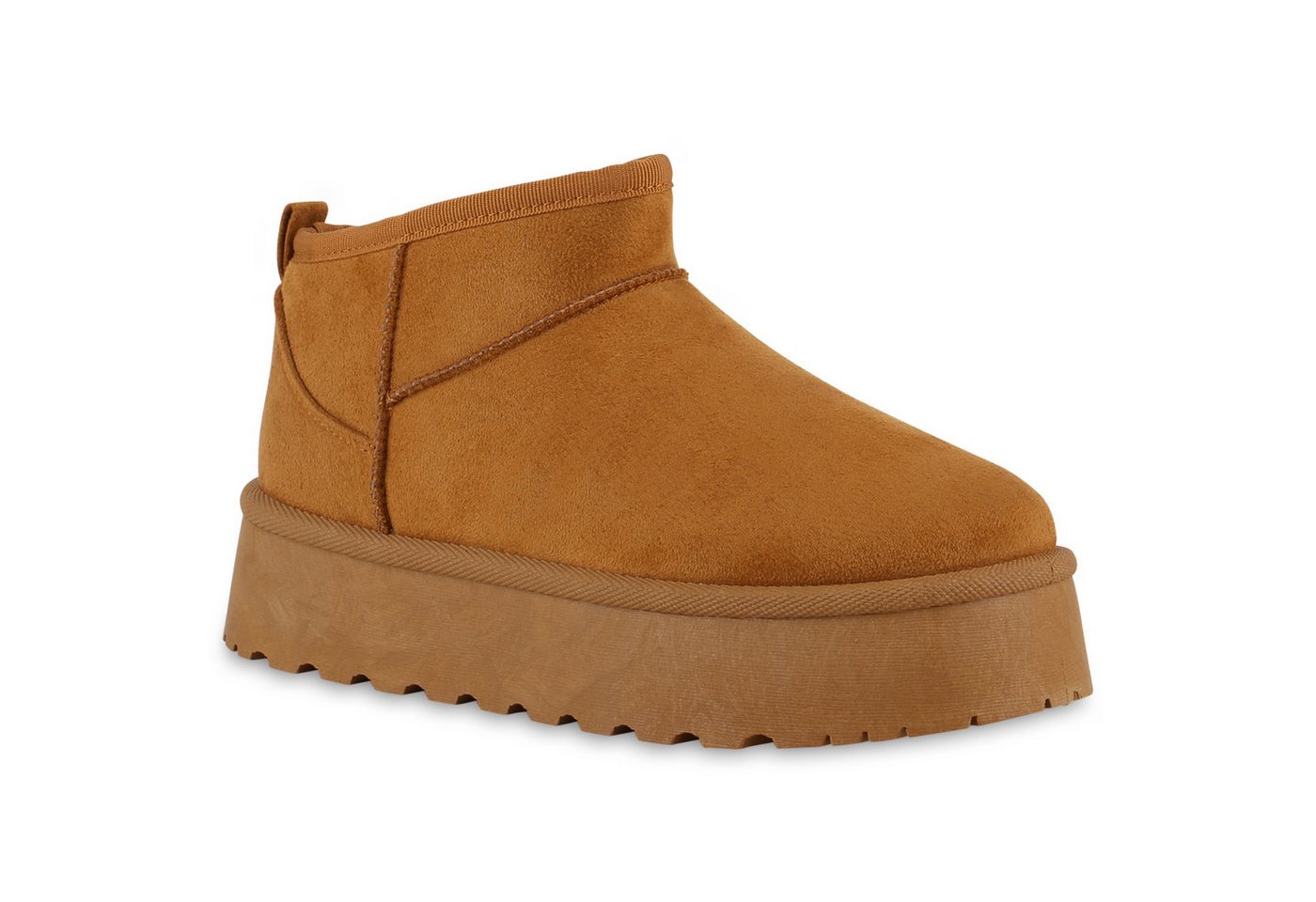 VAN HILL 840622 Plateaustiefelette Damen Warm Gefütterte Plateau Boots Profil-Sohle Winter