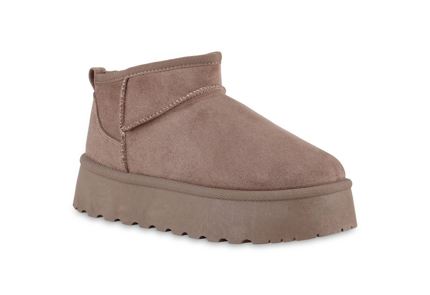 VAN HILL 840622 Plateaustiefelette Damen Warm Gefütterte Plateau Boots Profil-Sohle Winter