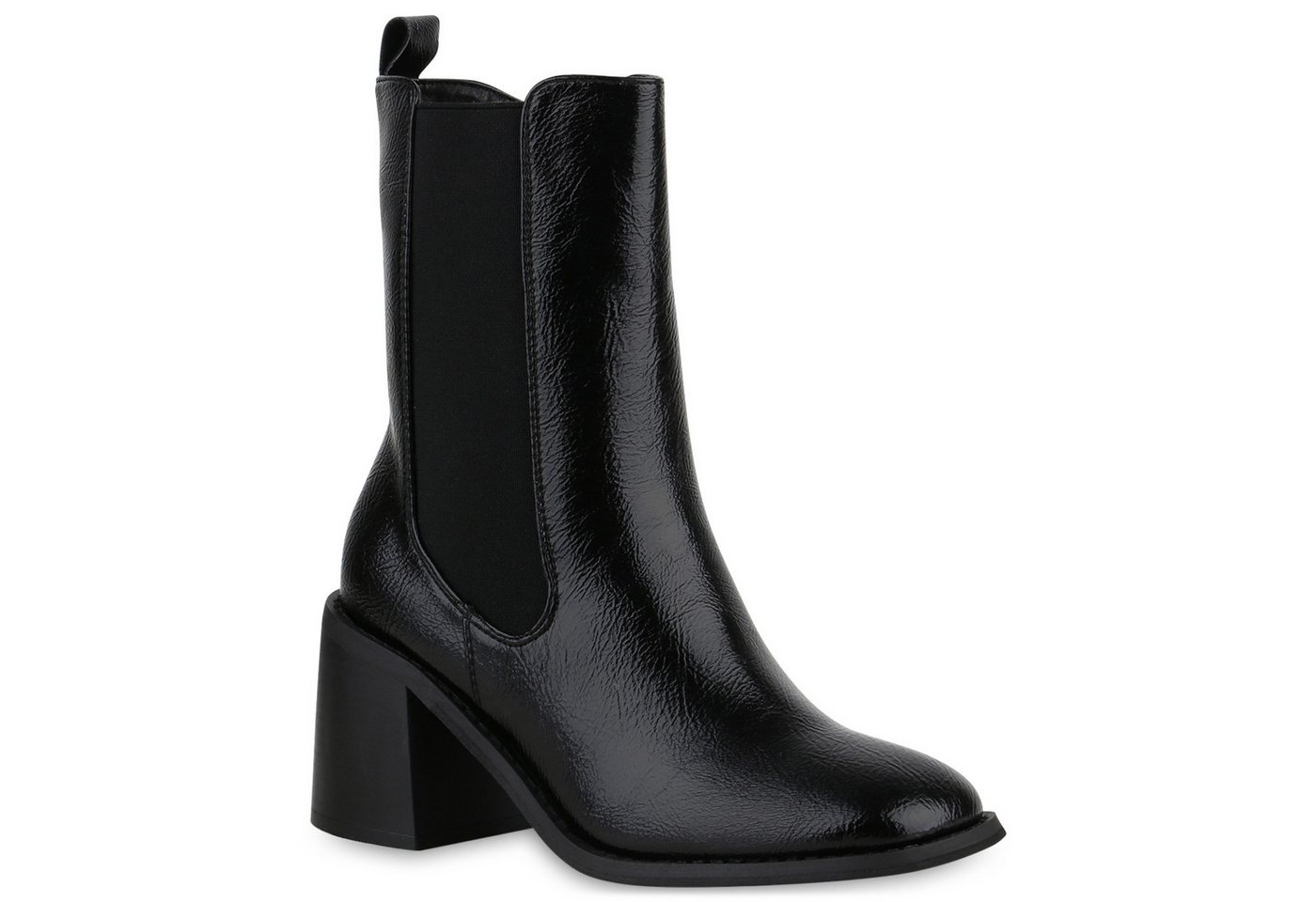 VAN HILL 840705 Stiefelette Damen Leicht Gefütterte Klassische Stiefeletten Eckige (schwarz)