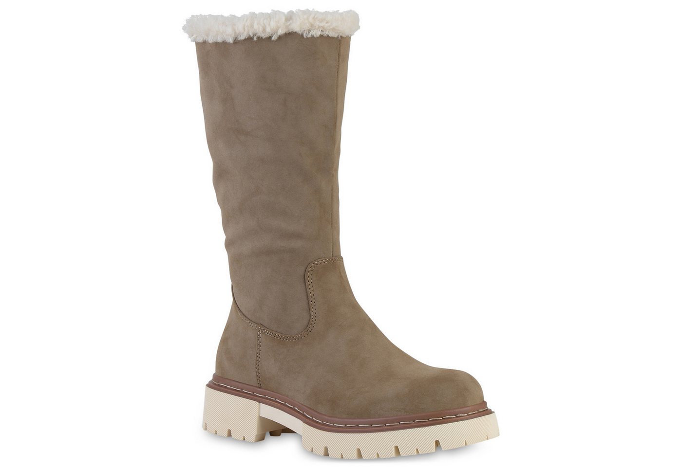 VAN HILL 840739 Winterstiefel Damen Leicht Gefütterte Winterstiefel Bequeme Kunstfell