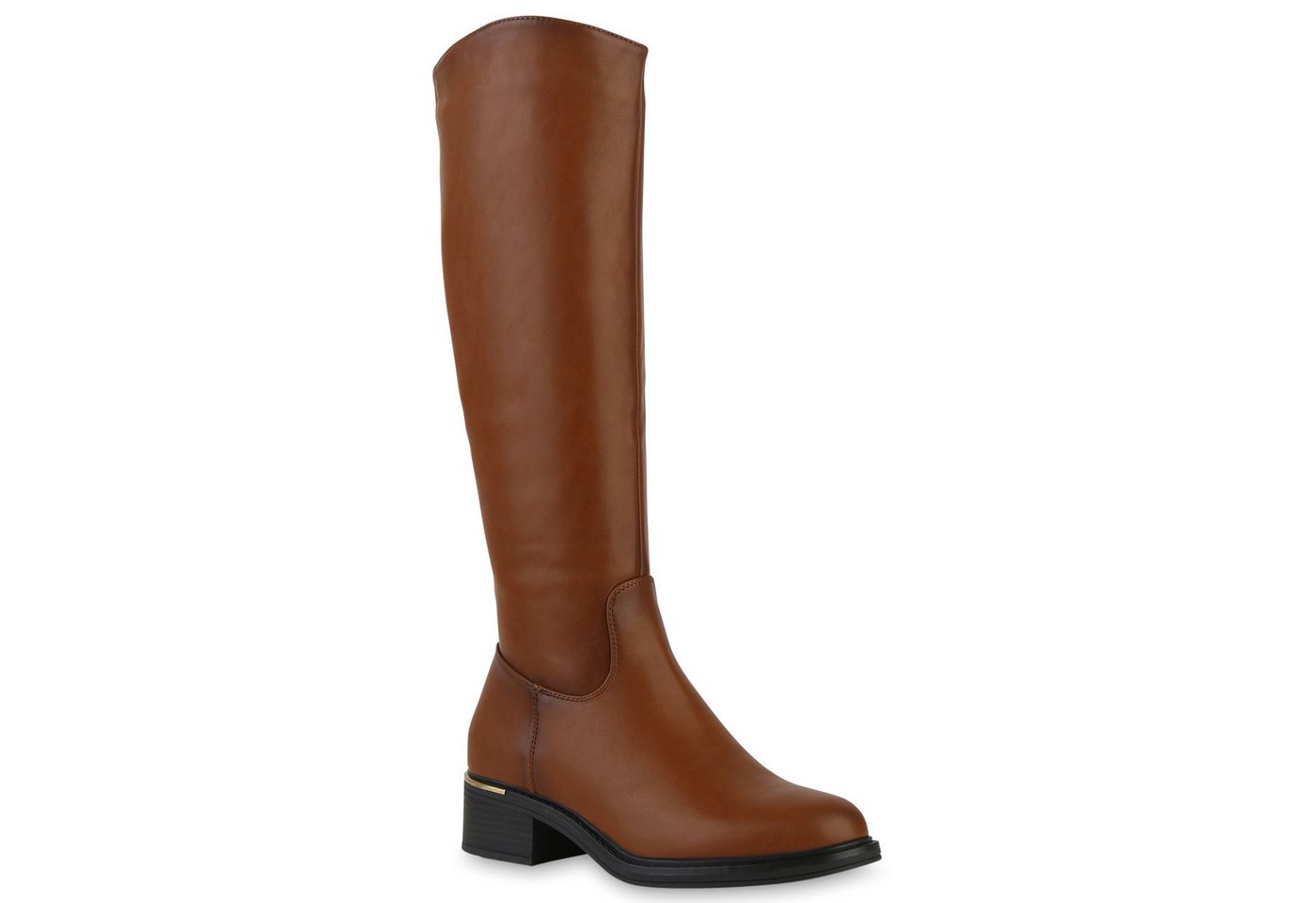 VAN HILL 840749 Stiefel Damen Leicht Gefütterte Klassische Stiefel Holzoptikabsatz (braun)