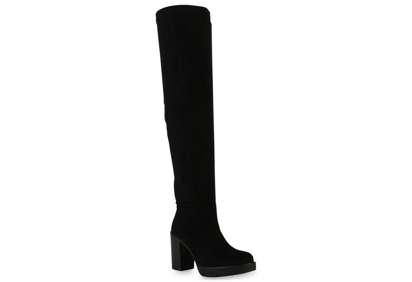 VAN HILL 840767 Overkneestiefel Damen Leicht Gefütterte Overknees Stiefel Profil-Sohle