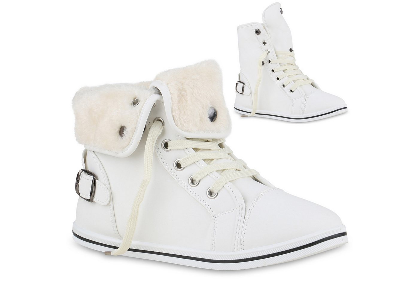 VAN HILL 840858 Sneaker Damen Warm Gefüttert Sneaker High Bequem Schnürer Schnallen