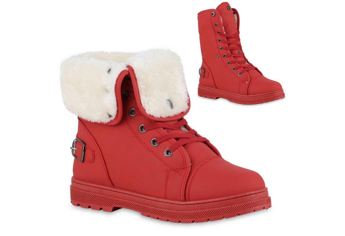 VAN HILL 840859 Sneaker Damen Warm Gefütterte Sneaker High Bequeme Schnallen Schnür-