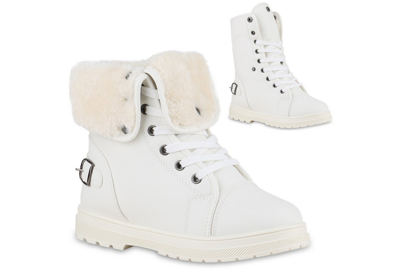 VAN HILL 840859 Sneaker Damen Warm Gefütterte Sneaker High Bequeme Schnallen Schnür-