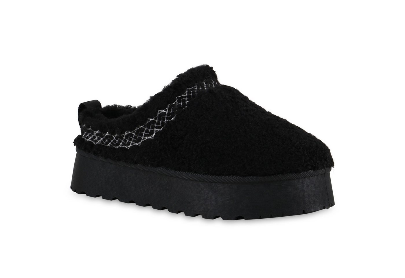 VAN HILL 840872 Hausschuh Damen Warm Gefütterte Pantoffeln Bequeme Kunstfell Teddy