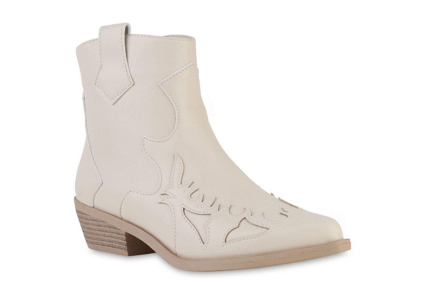 VAN HILL 840901 Cowboy Boots Damen Cowboy Boots Stiefeletten Spitze Holzoptikabsatz