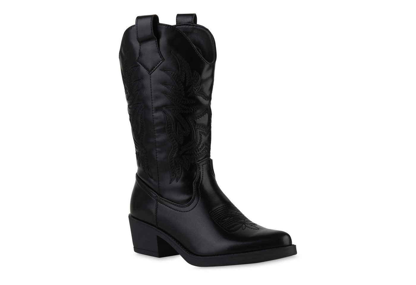 VAN HILL 840902 Cowboystiefel Damen Cowboystiefel Stiefel Spitze Stickereien Western