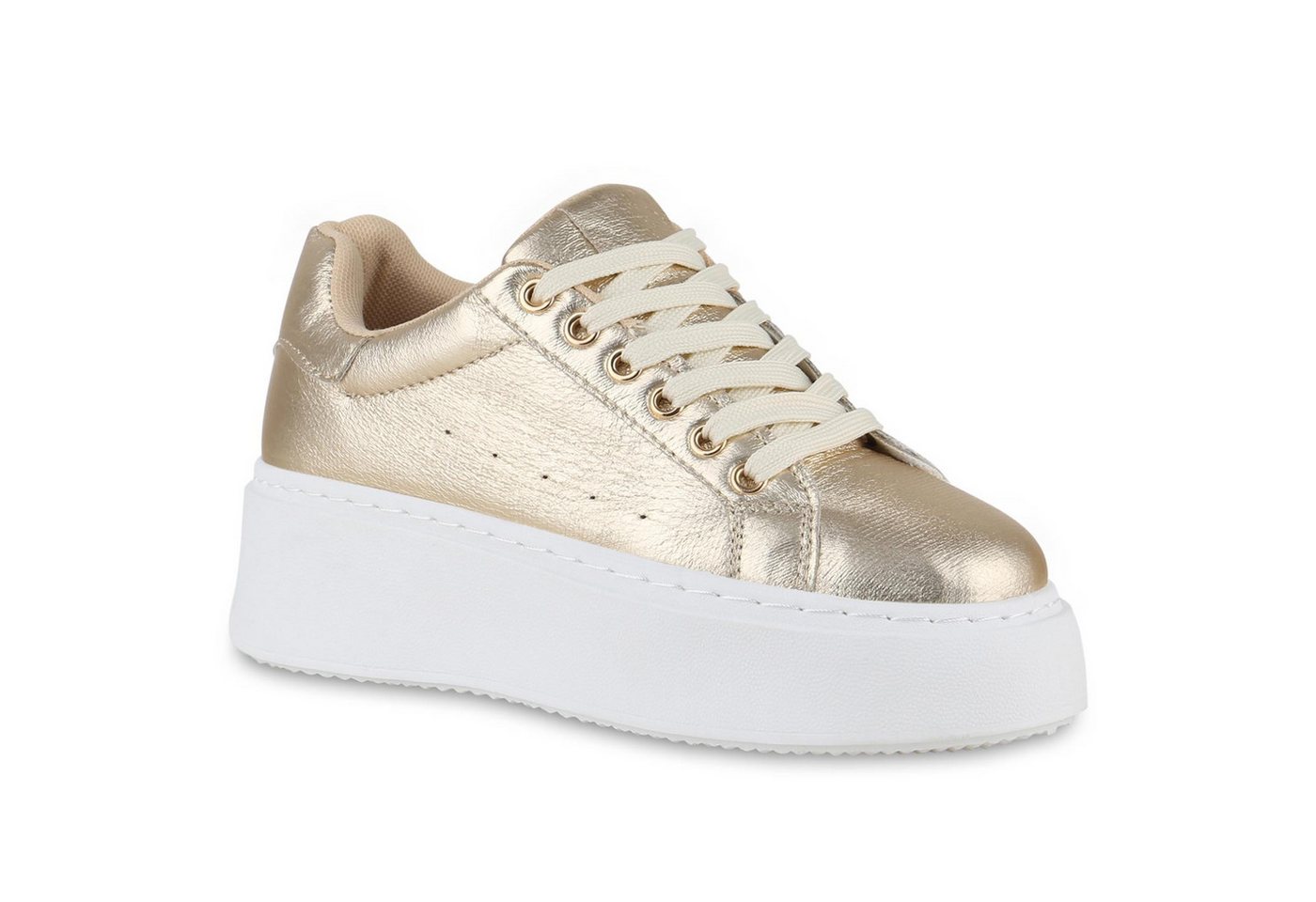 VAN HILL 840983 Plateausneaker Damen Plateau Sneaker Schnürer Wedges Freizeit Leder-Optik