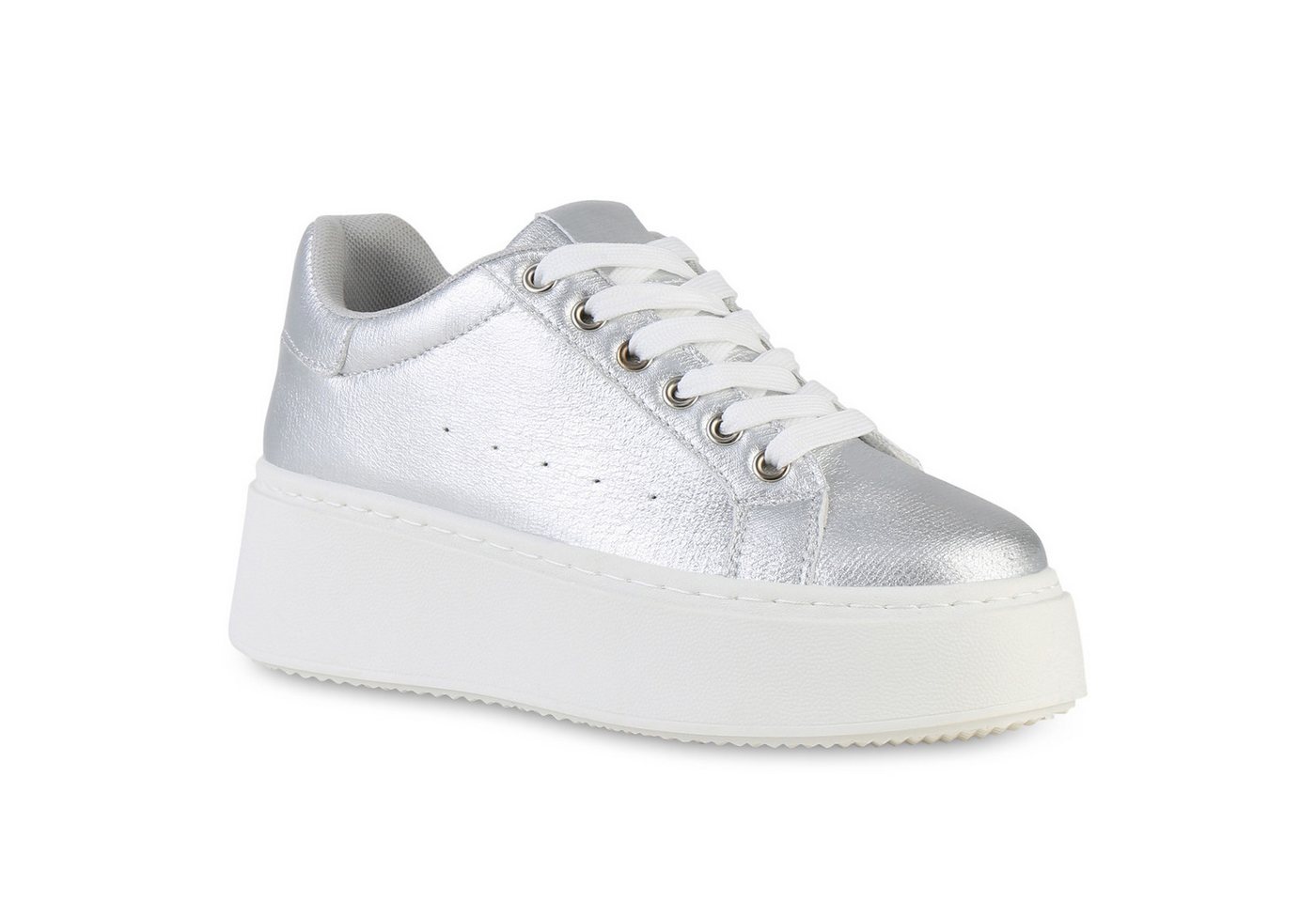 VAN HILL 840983 Plateausneaker Damen Plateau Sneaker Schnürer Wedges Freizeit Leder-Optik