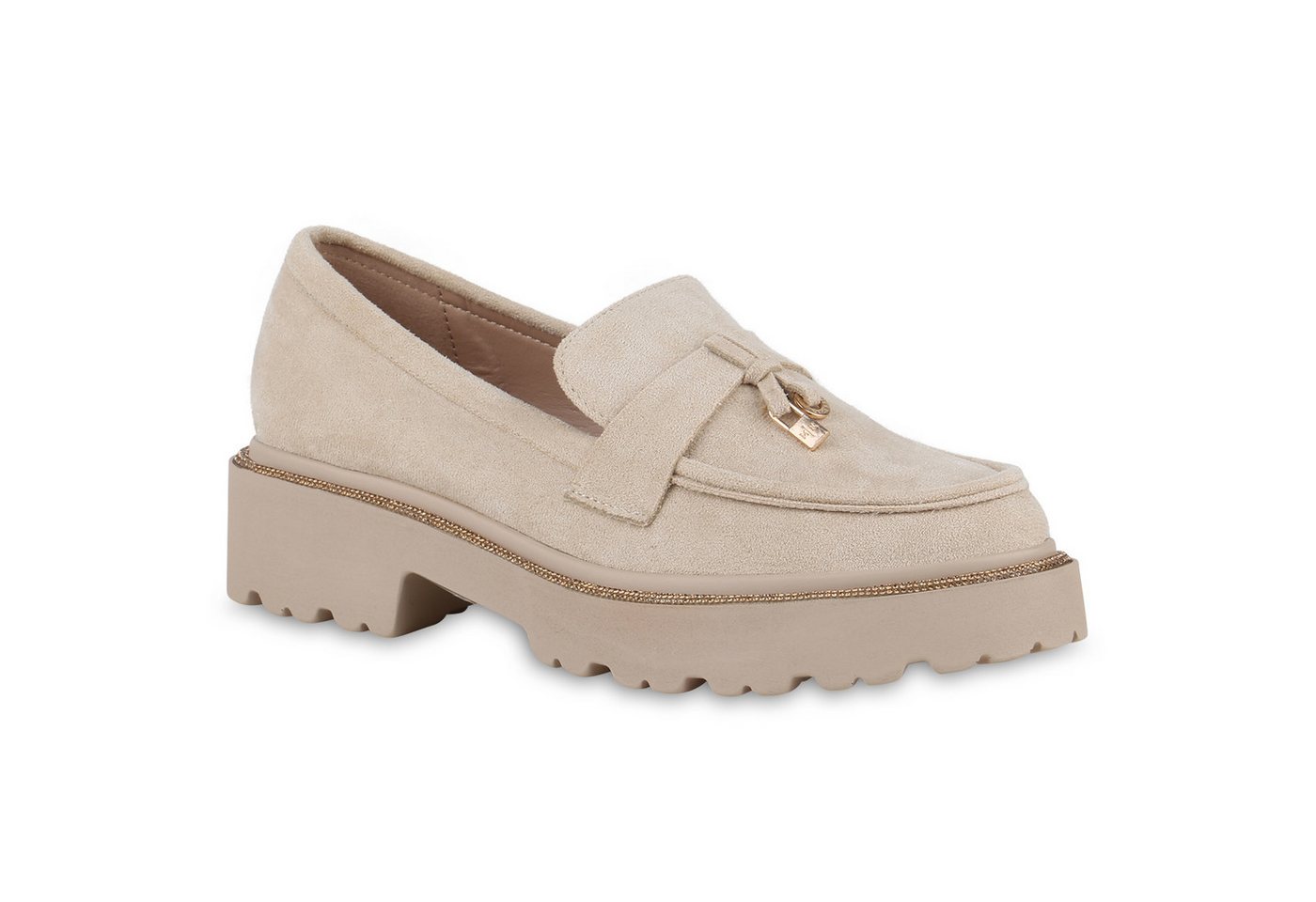 VAN HILL 840998 Outdoorschuh Damen Plateauschuhe Slippers Strass Profil-Sohle