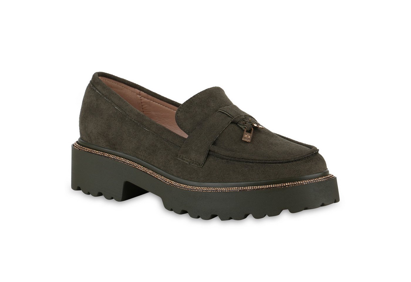 VAN HILL 840998 Outdoorschuh Damen Plateauschuhe Slippers Strass Profil-Sohle