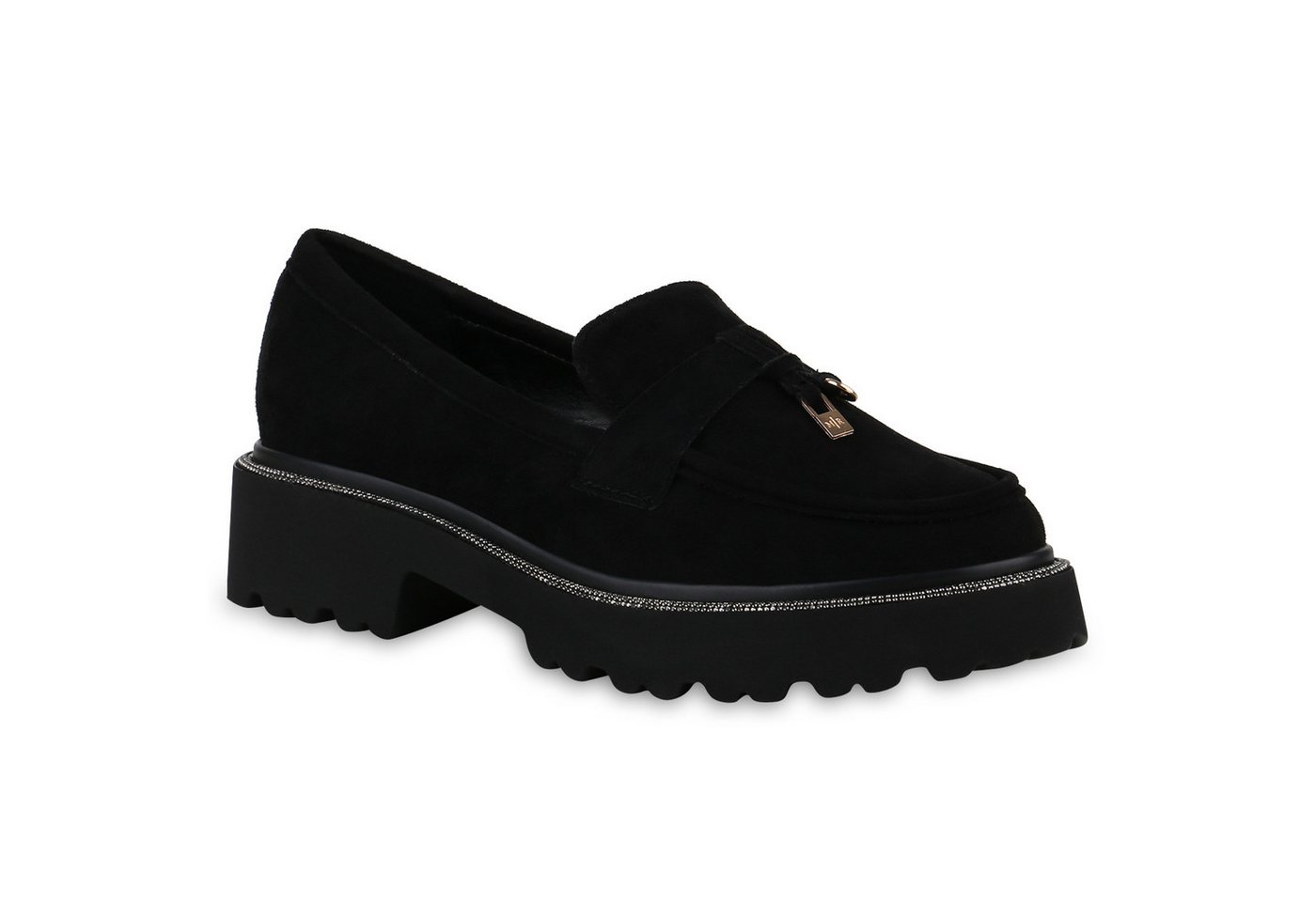 VAN HILL 840998 Outdoorschuh Damen Plateauschuhe Slippers Strass Profil-Sohle