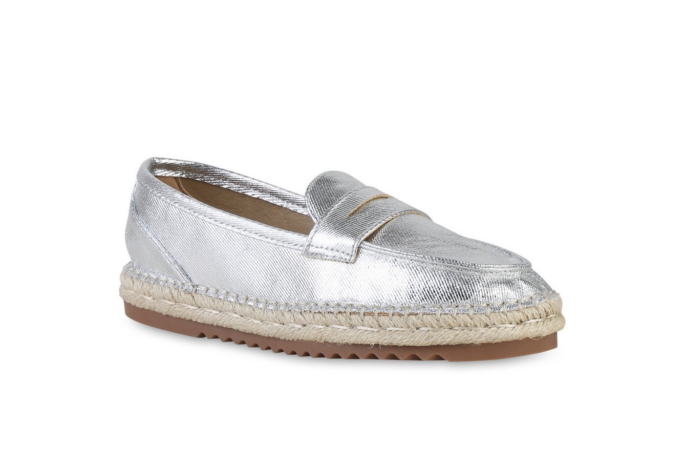 VAN HILL 841129 Espadrille Damen Espadrilles Slippers Bast Profil-Sohle Schlupf-