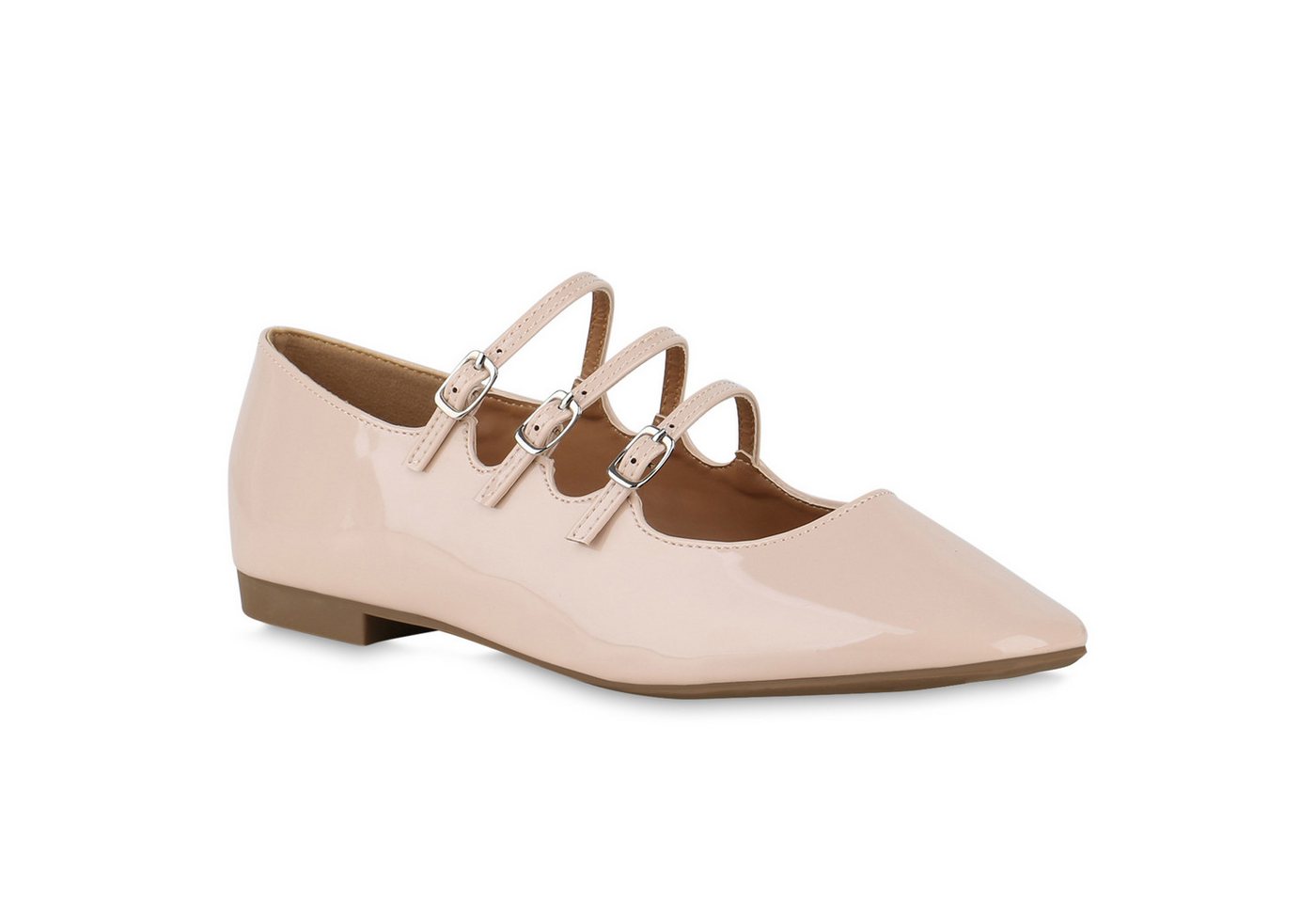 VAN HILL 841167 Ballerina Damen Riemchenballerinas Ballerinas Klassisch Lack Freizeit